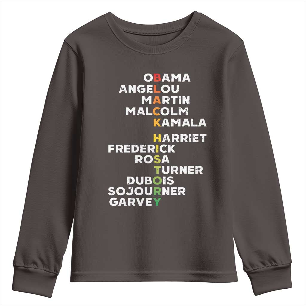 Black History Leaders Youth Sweatshirt Obama Martin Malcolm Harriet