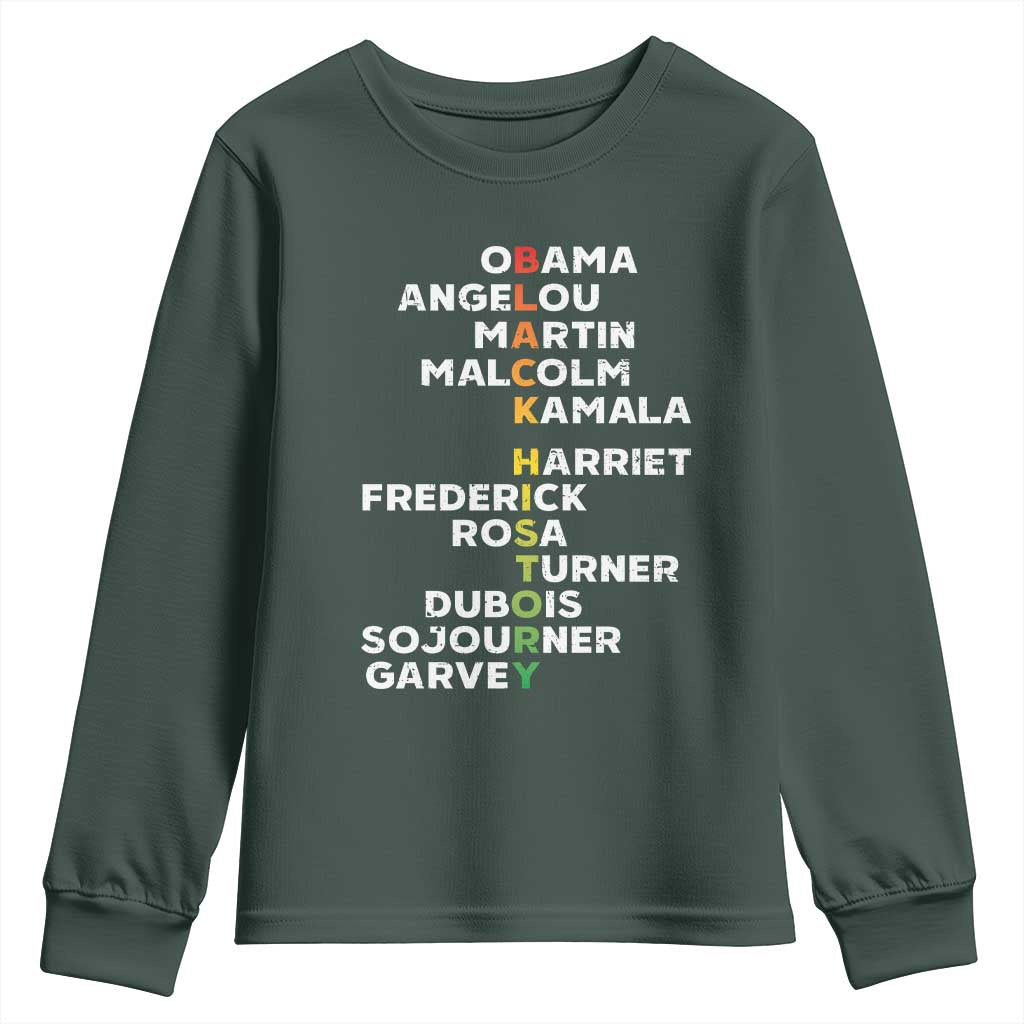 Black History Leaders Youth Sweatshirt Obama Martin Malcolm Harriet