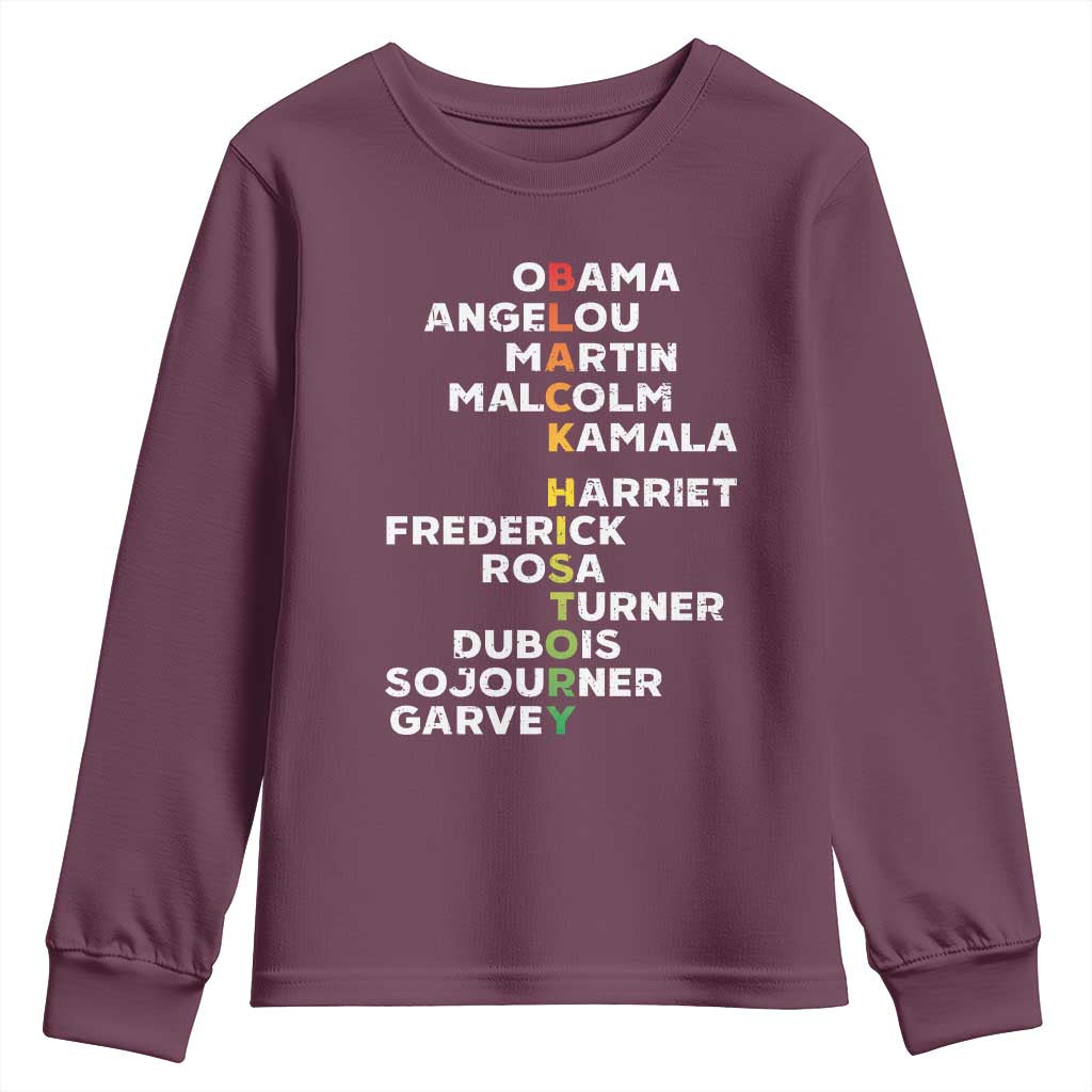 Black History Leaders Youth Sweatshirt Obama Martin Malcolm Harriet