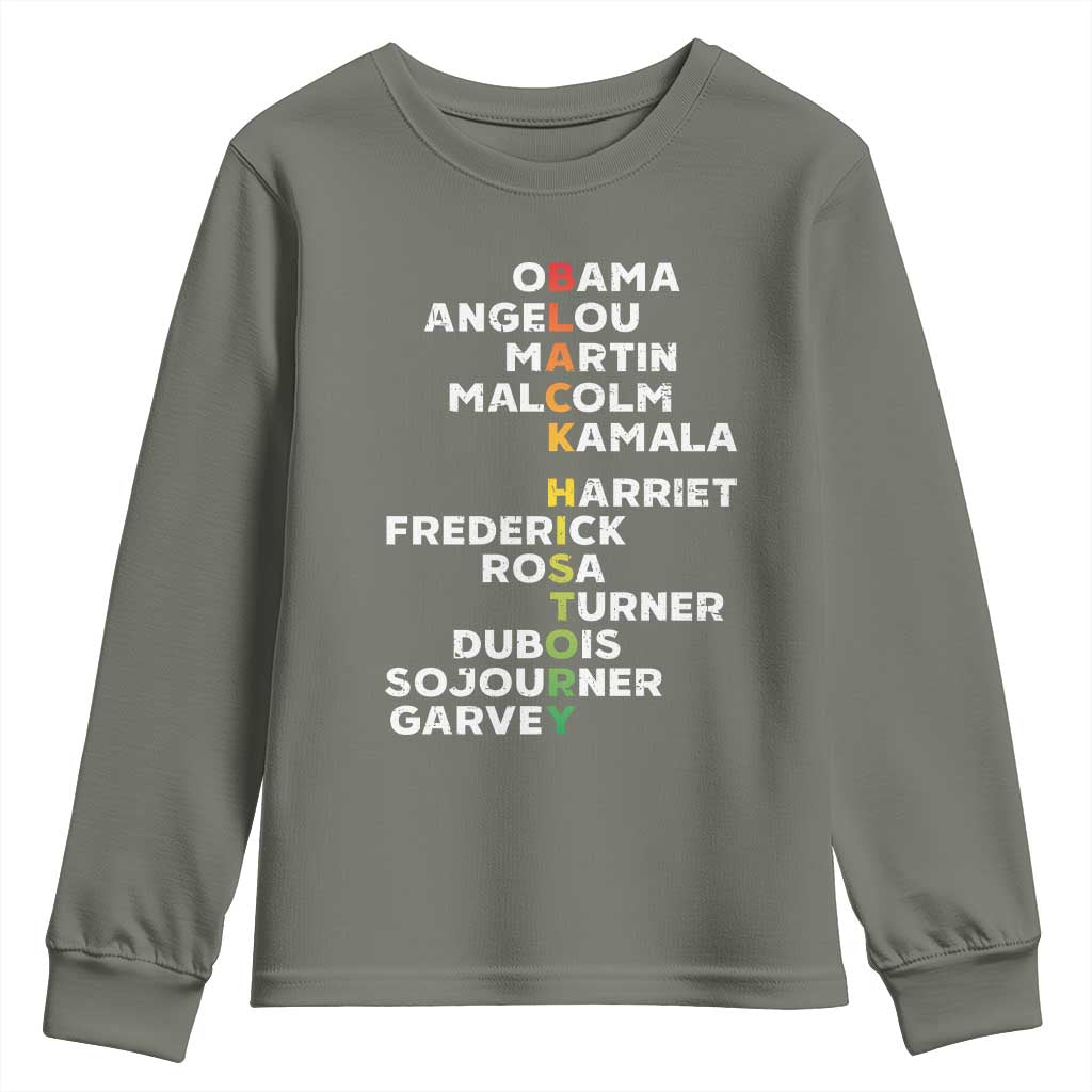 Black History Leaders Youth Sweatshirt Obama Martin Malcolm Harriet
