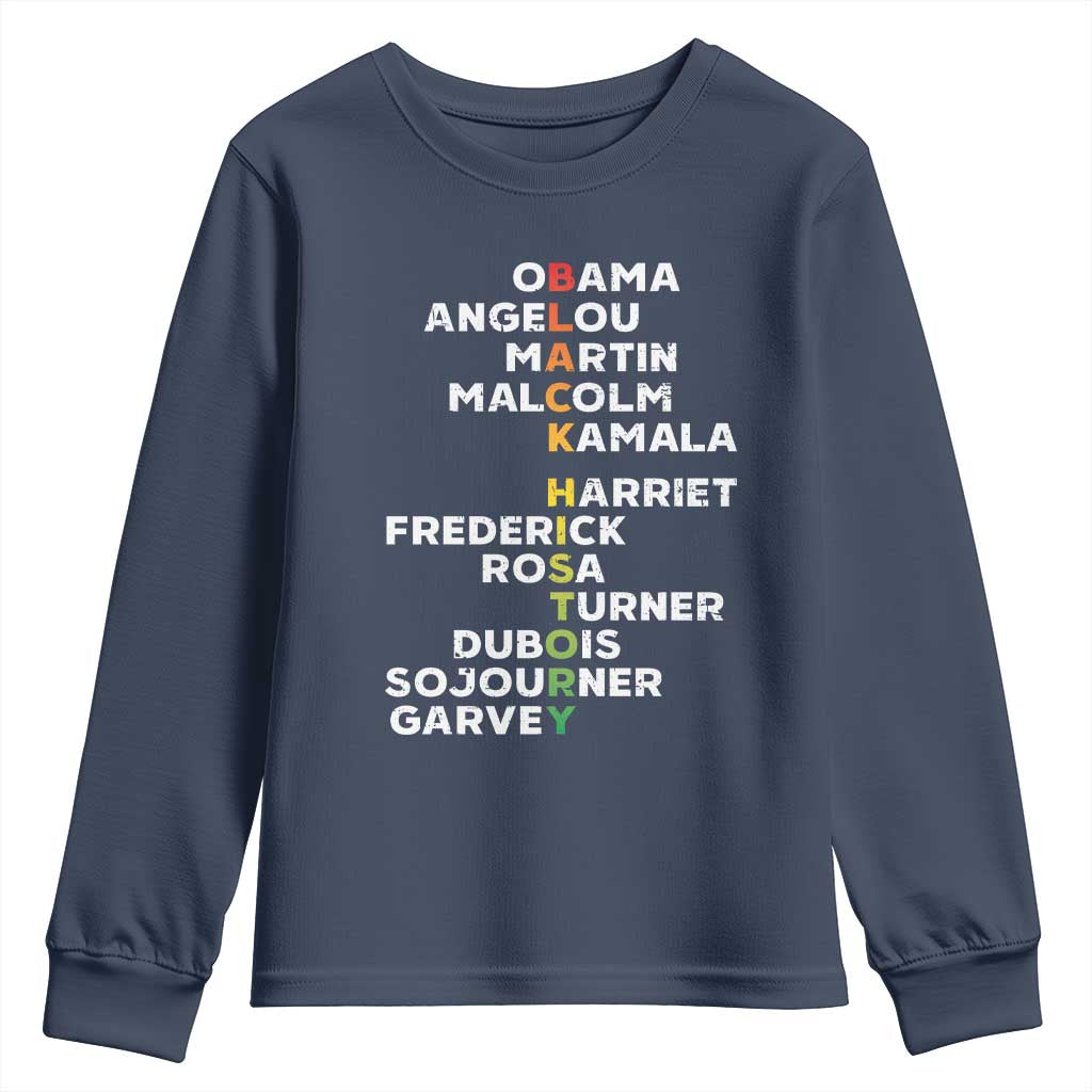 Black History Leaders Youth Sweatshirt Obama Martin Malcolm Harriet