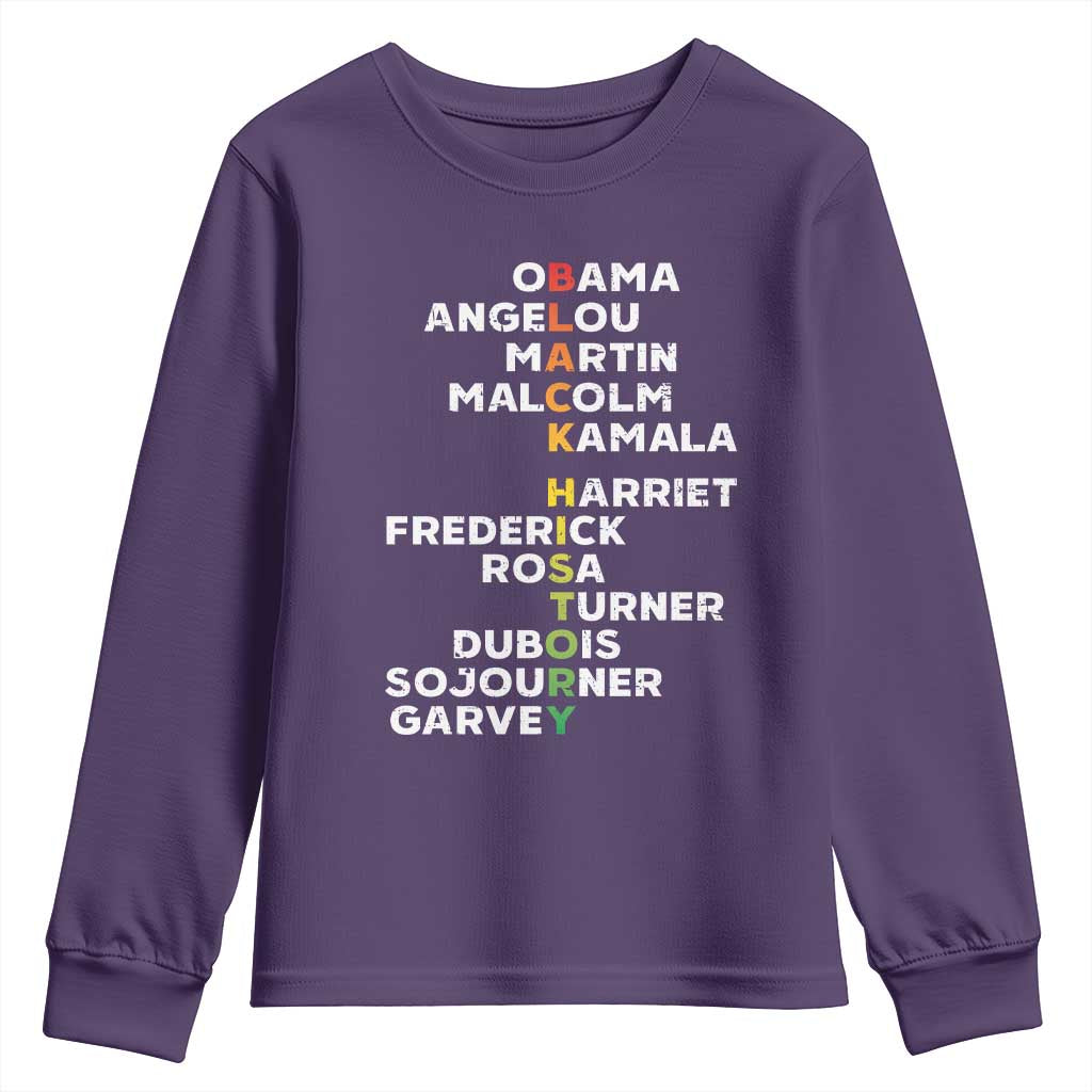 Black History Leaders Youth Sweatshirt Obama Martin Malcolm Harriet