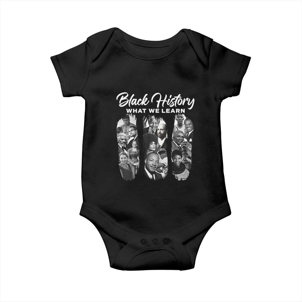 What We Learn From Black History Baby Onesie Martin Malcolm Harriet Angela Rosa Frederick