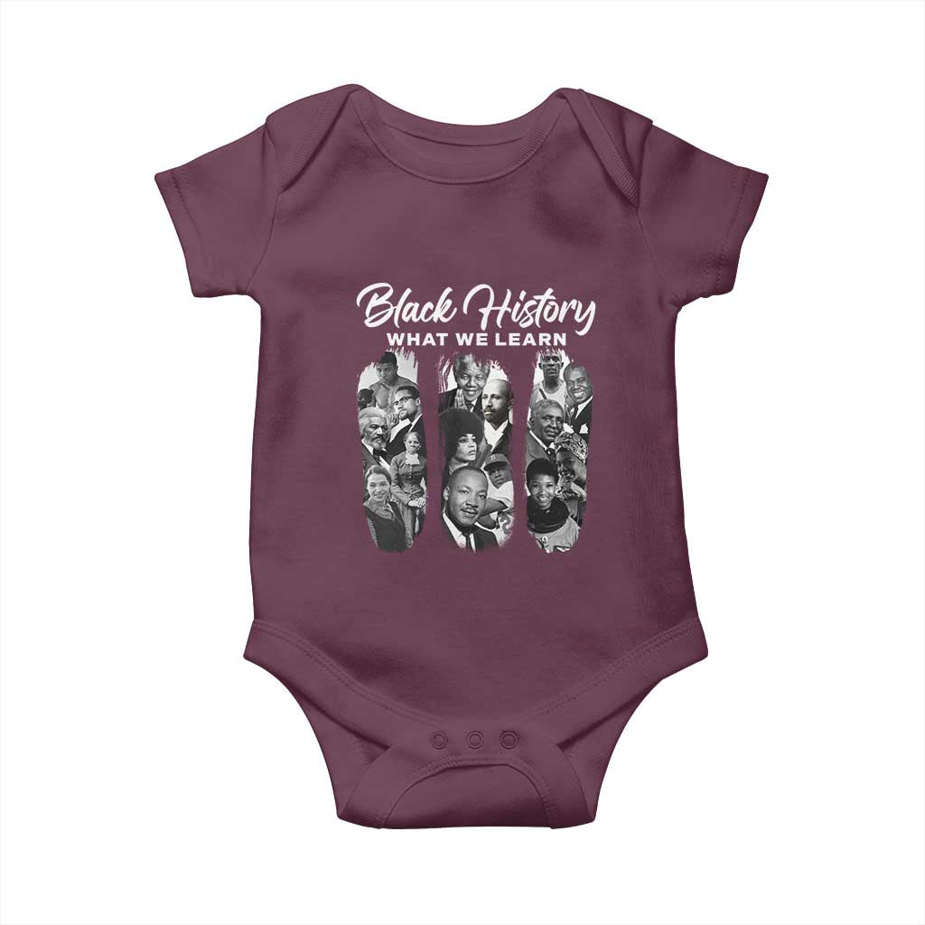 What We Learn From Black History Baby Onesie Martin Malcolm Harriet Angela Rosa Frederick