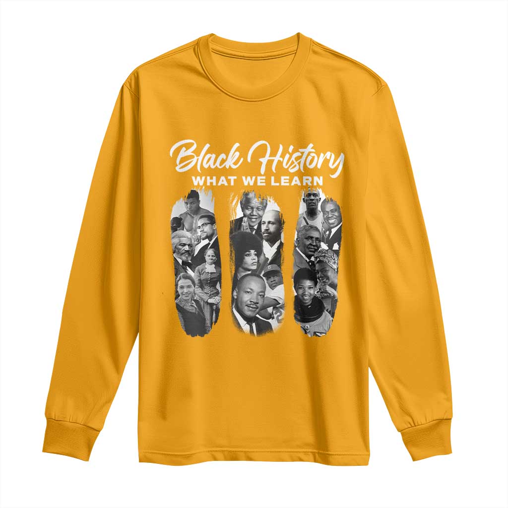 What We Learn From Black History Long Sleeve Shirt Martin Malcolm Harriet Angela Rosa Frederick