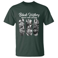 What We Learn From Black History T Shirt Martin Malcolm Harriet Angela Rosa Frederick