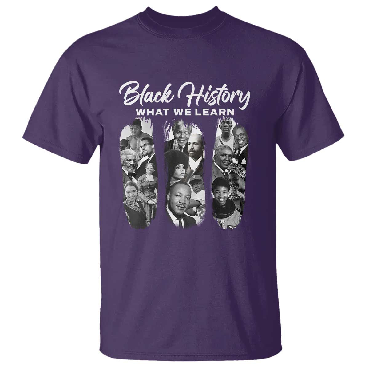 What We Learn From Black History T Shirt Martin Malcolm Harriet Angela Rosa Frederick