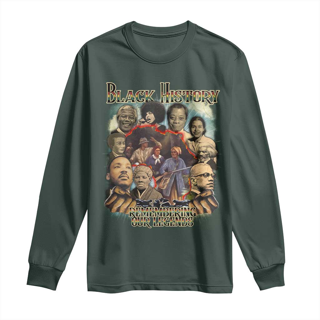 Black History Long Sleeve Shirt Remembering Our Legends Martin Malcolm Harriet Rosa Frederick