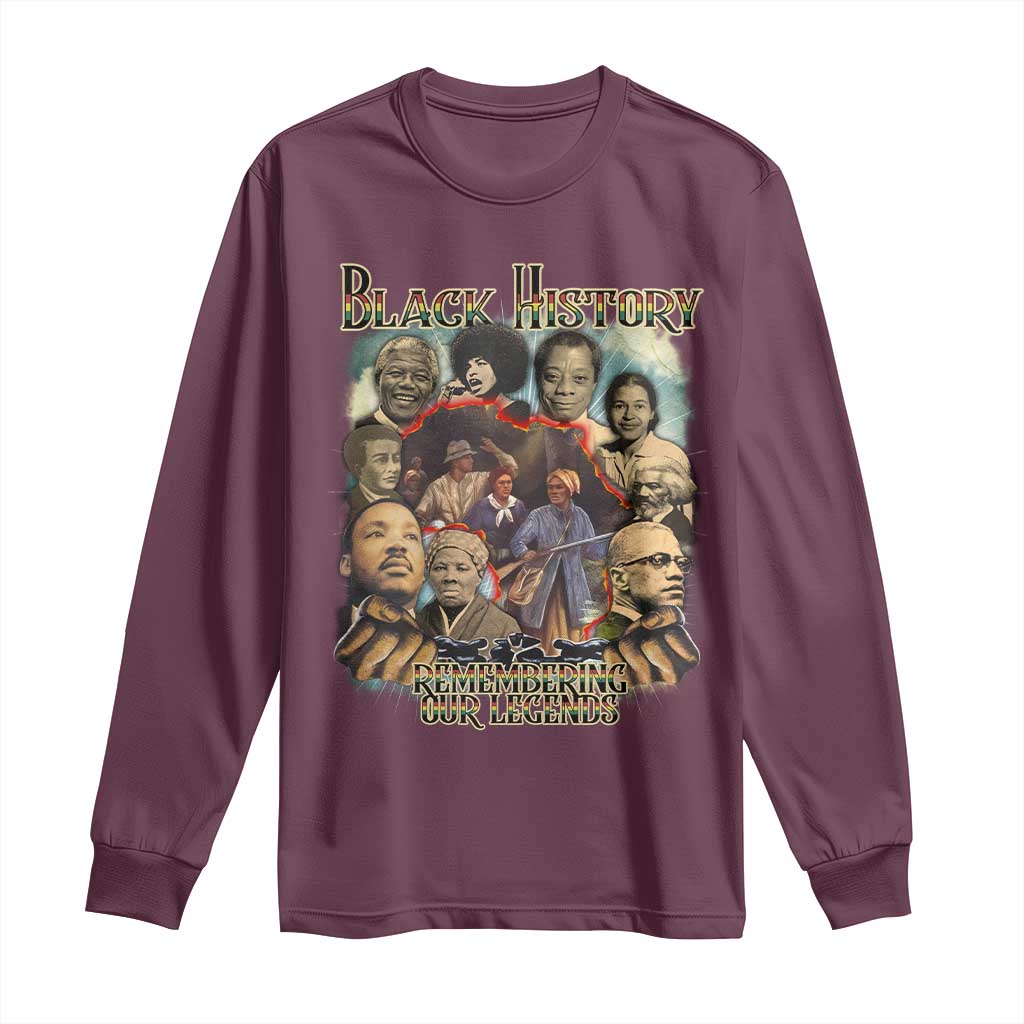 Black History Long Sleeve Shirt Remembering Our Legends Martin Malcolm Harriet Rosa Frederick