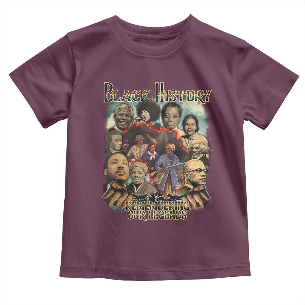 Black History Toddler T Shirt Remembering Our Legends Martin Malcolm Harriet Rosa Frederick