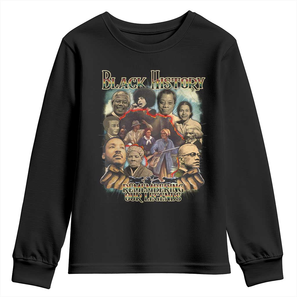 Black History Youth Sweatshirt Remembering Our Legends Martin Malcolm Harriet Rosa Frederick