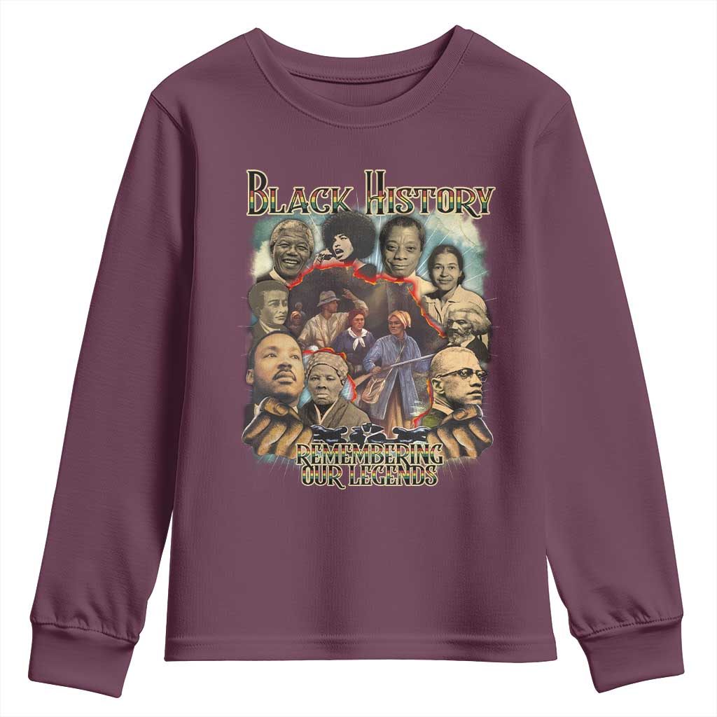 Black History Youth Sweatshirt Remembering Our Legends Martin Malcolm Harriet Rosa Frederick
