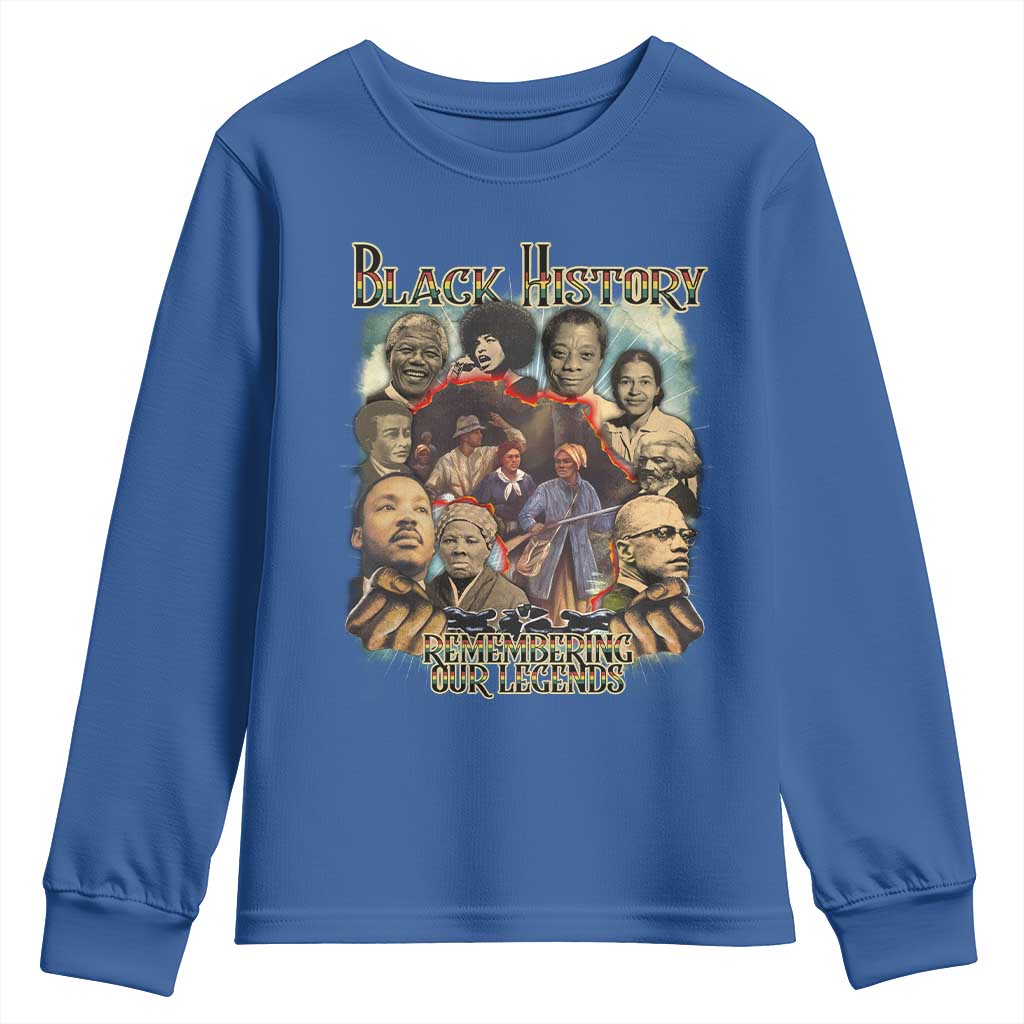 Black History Youth Sweatshirt Remembering Our Legends Martin Malcolm Harriet Rosa Frederick