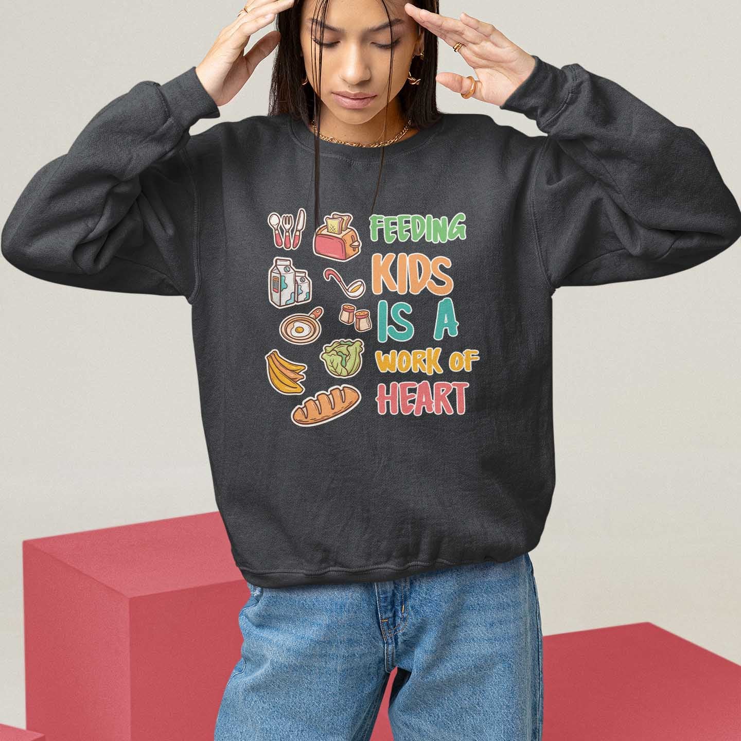 Lunch Lady Sweatshirt Feeding Kids Is A Work of Heart - Wonder Print Shop