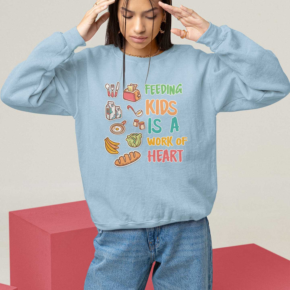 Lunch Lady Sweatshirt Feeding Kids Is A Work of Heart - Wonder Print Shop