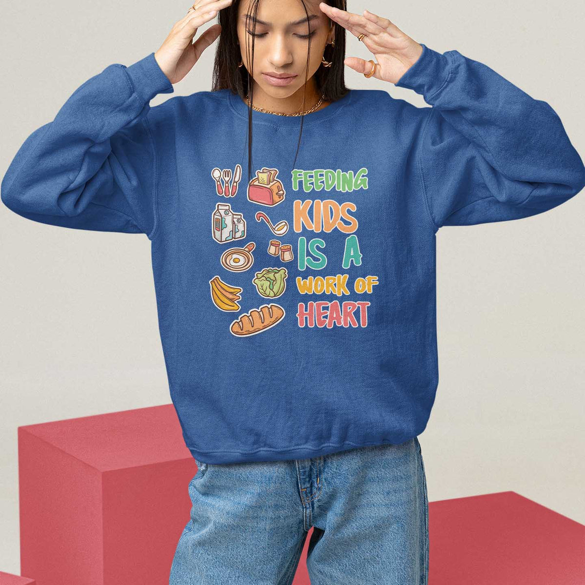 Lunch Lady Sweatshirt Feeding Kids Is A Work of Heart - Wonder Print Shop