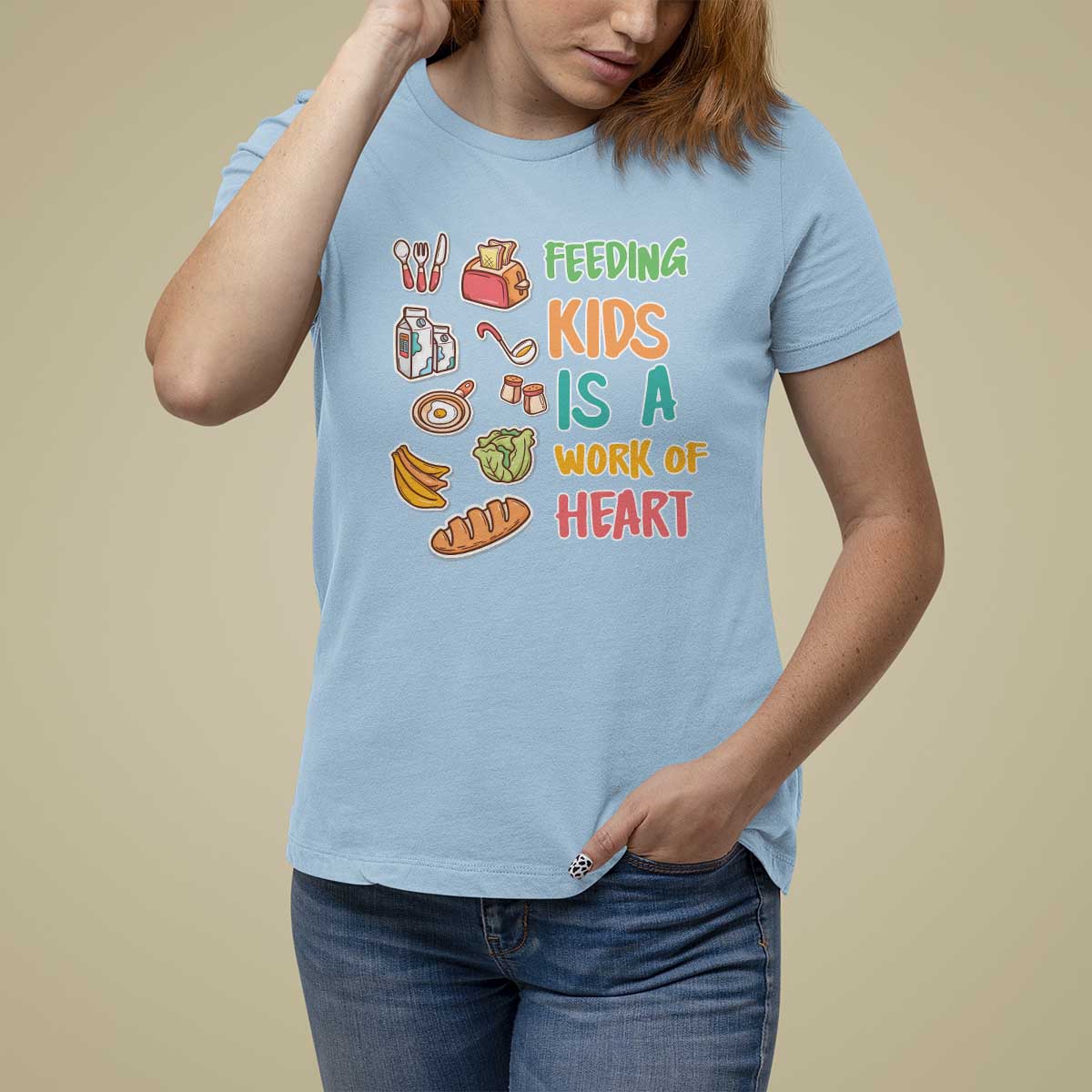 Lunch Lady T Shirt For Women Feeding Kids Is A Work of Heart - Wonder Print Shop