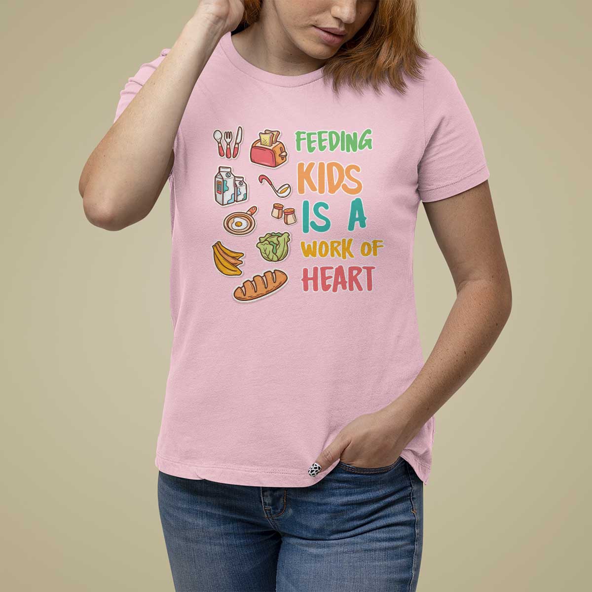 Lunch Lady T Shirt For Women Feeding Kids Is A Work of Heart - Wonder Print Shop