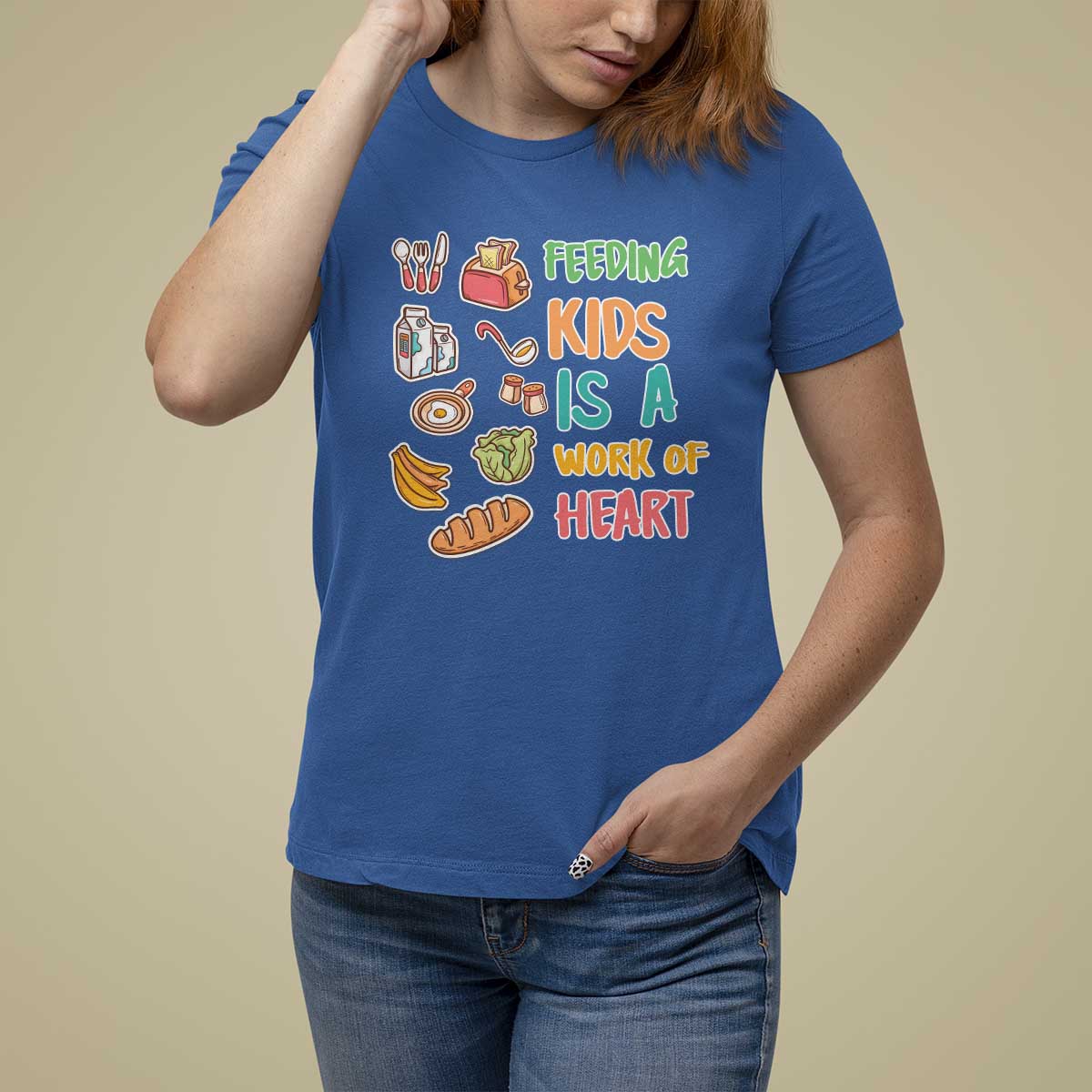 Lunch Lady T Shirt For Women Feeding Kids Is A Work of Heart - Wonder Print Shop