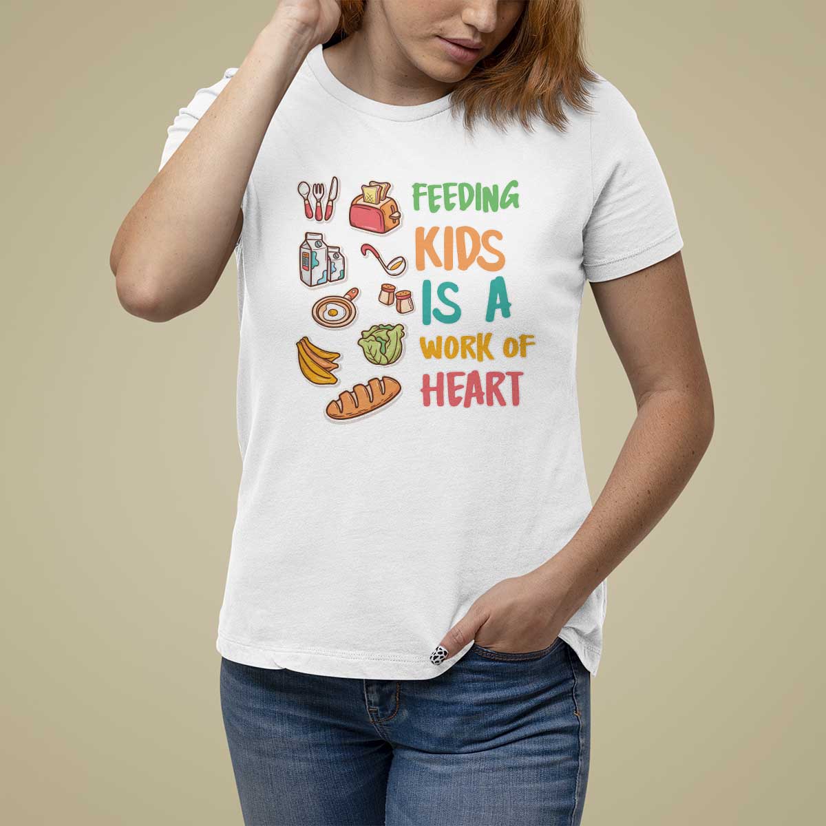 Lunch Lady T Shirt For Women Feeding Kids Is A Work of Heart - Wonder Print Shop