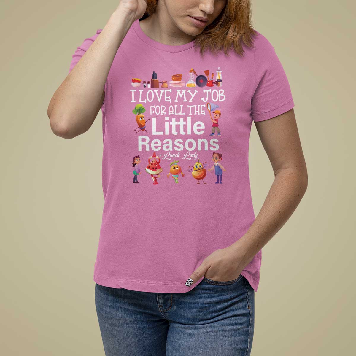 Lunch Lady T Shirt For Women I Love My Job For All The Little Reasons - Wonder Print Shop