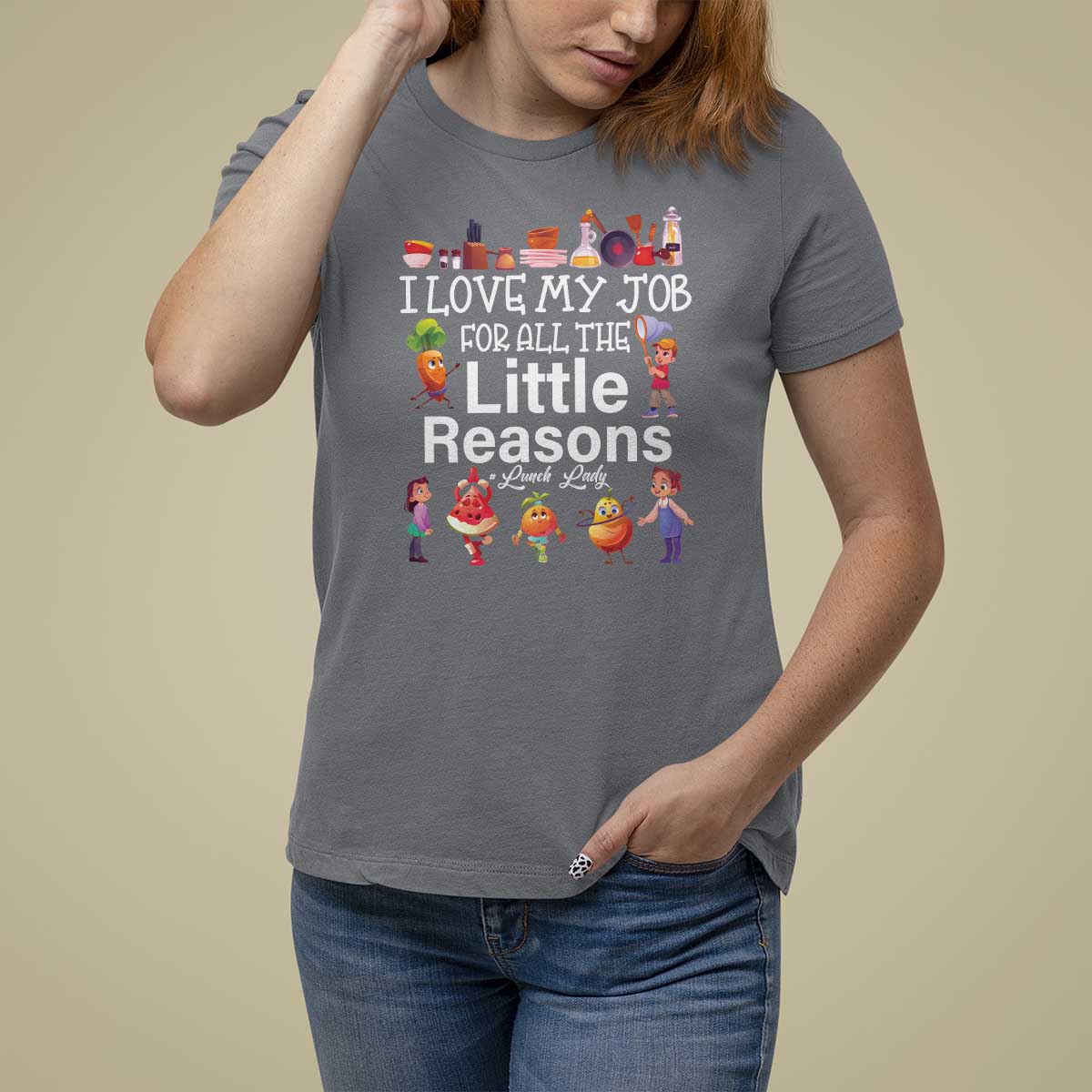 Lunch Lady T Shirt For Women I Love My Job For All The Little Reasons - Wonder Print Shop