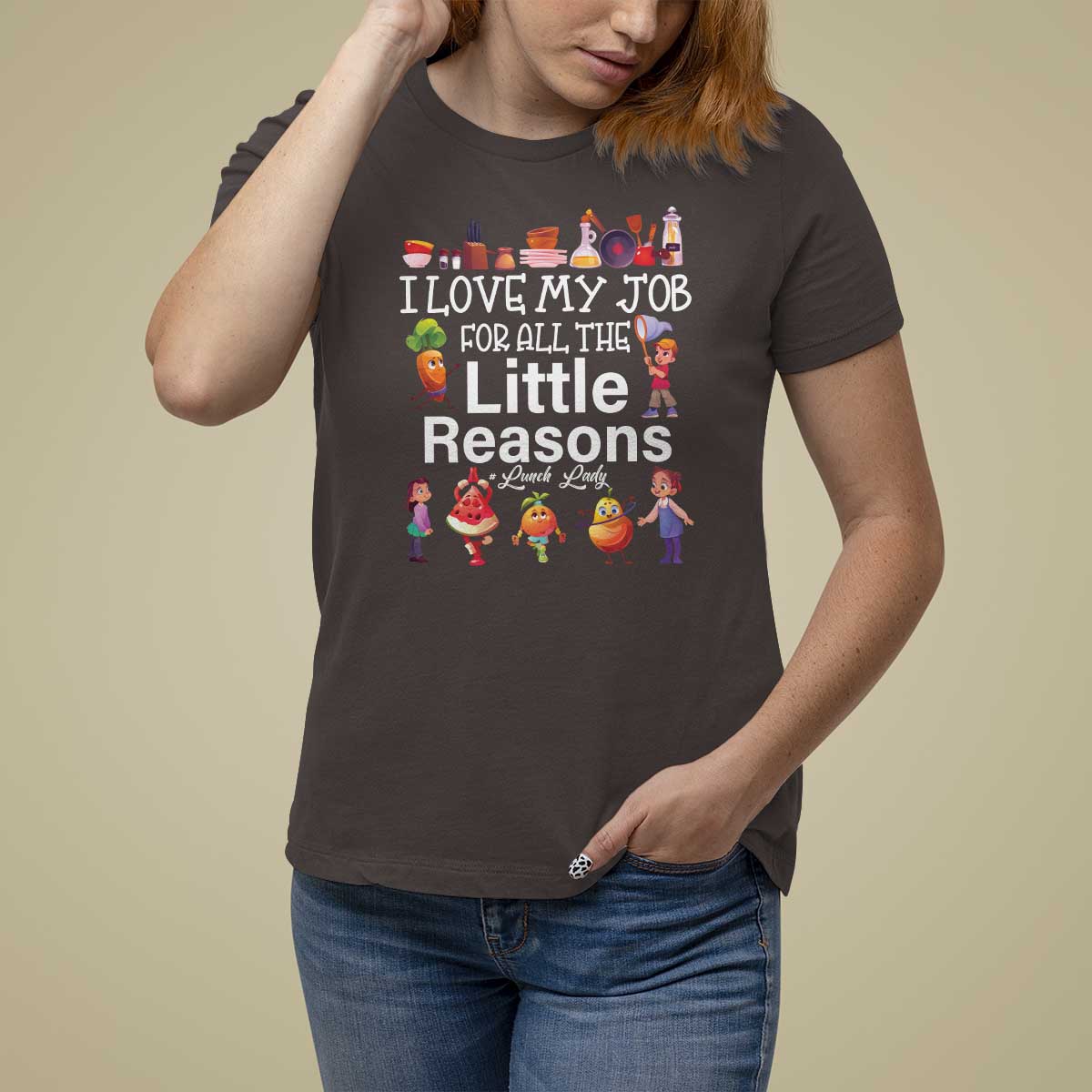 Lunch Lady T Shirt For Women I Love My Job For All The Little Reasons - Wonder Print Shop