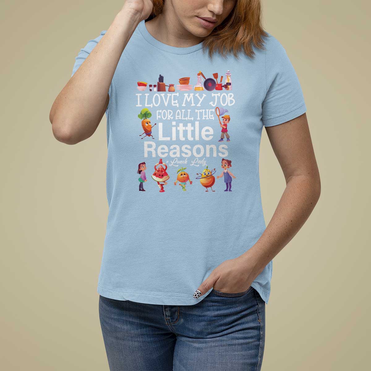 Lunch Lady T Shirt For Women I Love My Job For All The Little Reasons - Wonder Print Shop
