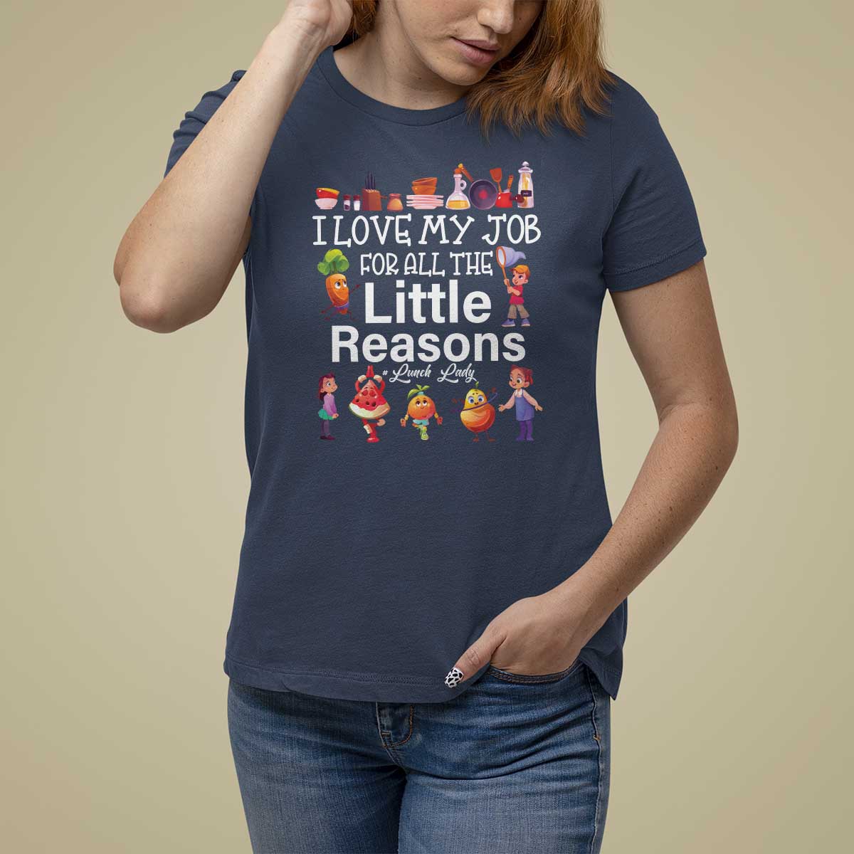 Lunch Lady T Shirt For Women I Love My Job For All The Little Reasons - Wonder Print Shop