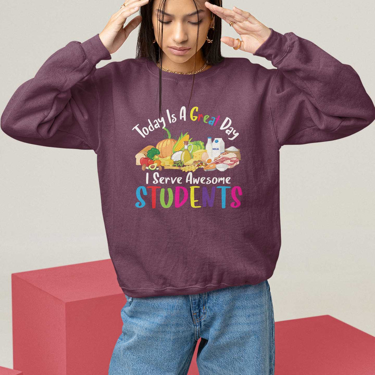 Lunch Lady Sweatshirt Today Is A Great Day I Serve Awesome Students - Wonder Print Shop
