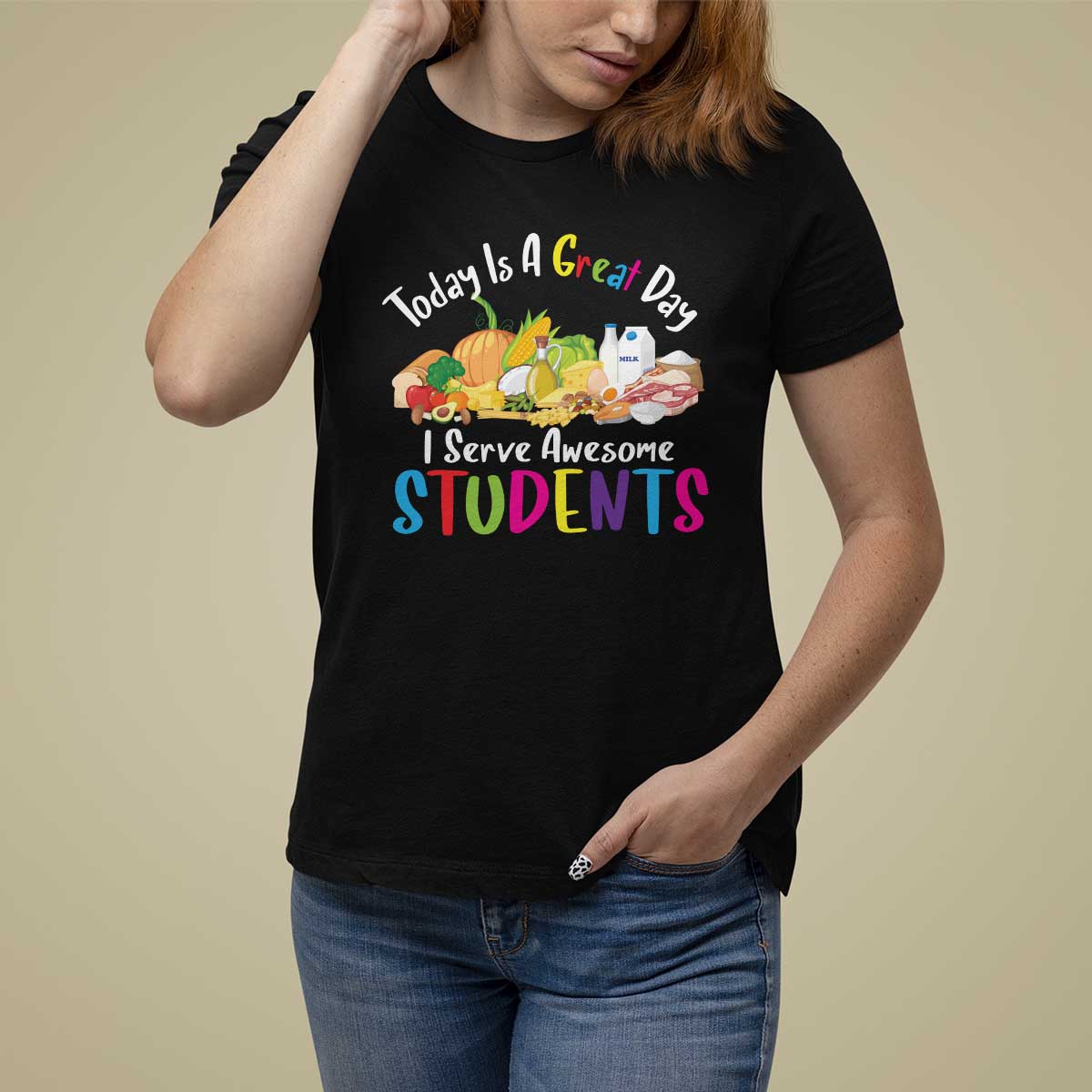 Lunch Lady T Shirt For Women Today Is A Great Day I Serve Awesome Students - Wonder Print Shop
