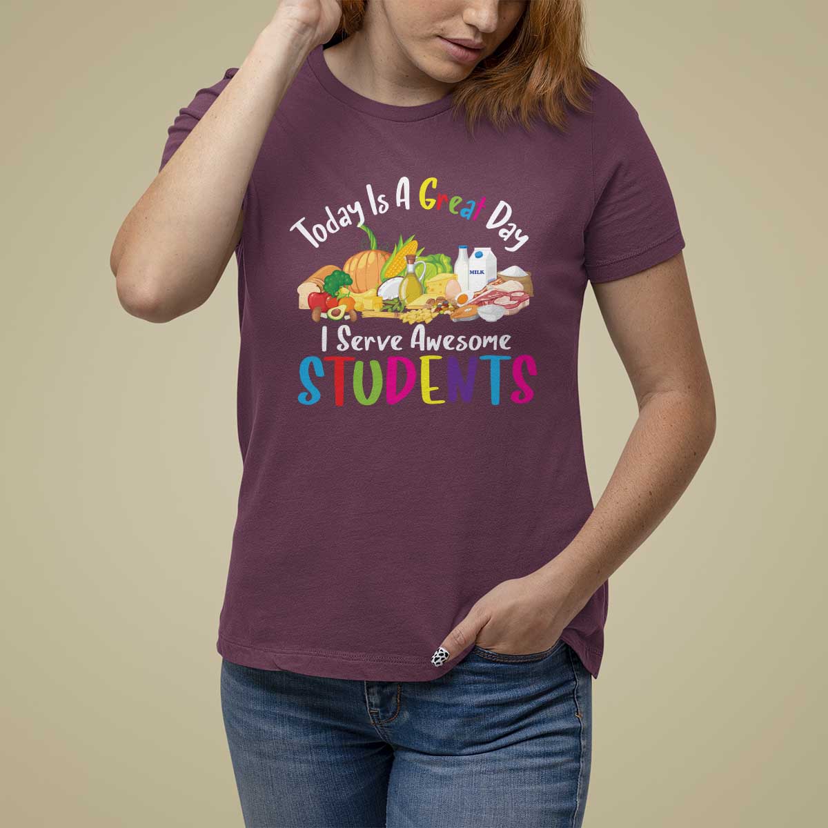 Lunch Lady T Shirt For Women Today Is A Great Day I Serve Awesome Students - Wonder Print Shop