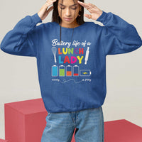 Funny Battery Life Of A Lunch Lady Sweatshirt - Wonder Print Shop