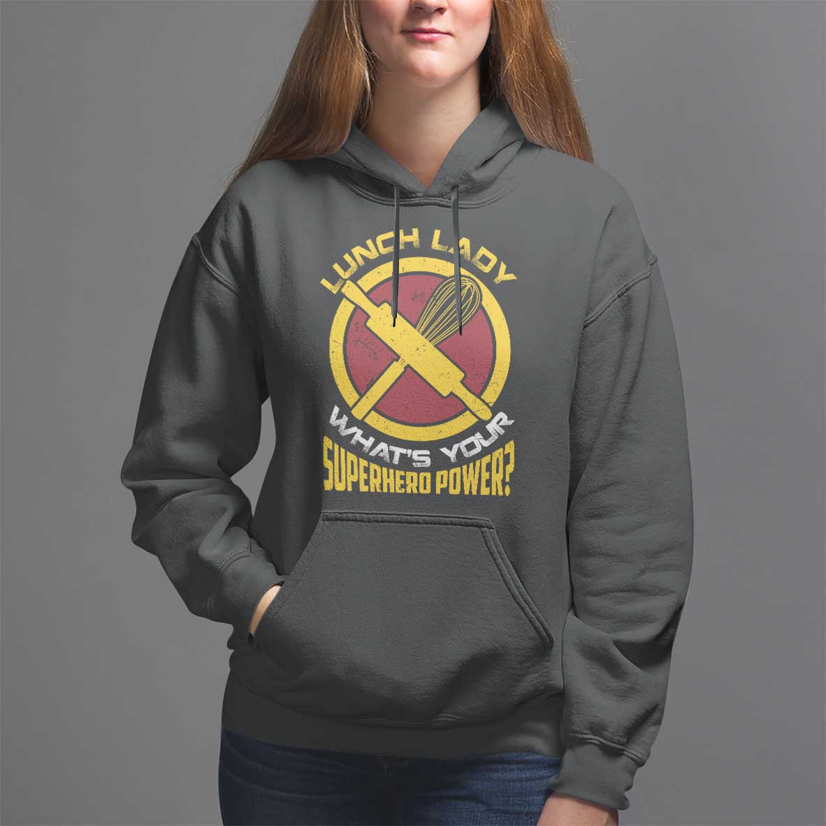 Funny Lunch Lady What's Your Superhero Power Hoodie - Wonder Print Shop