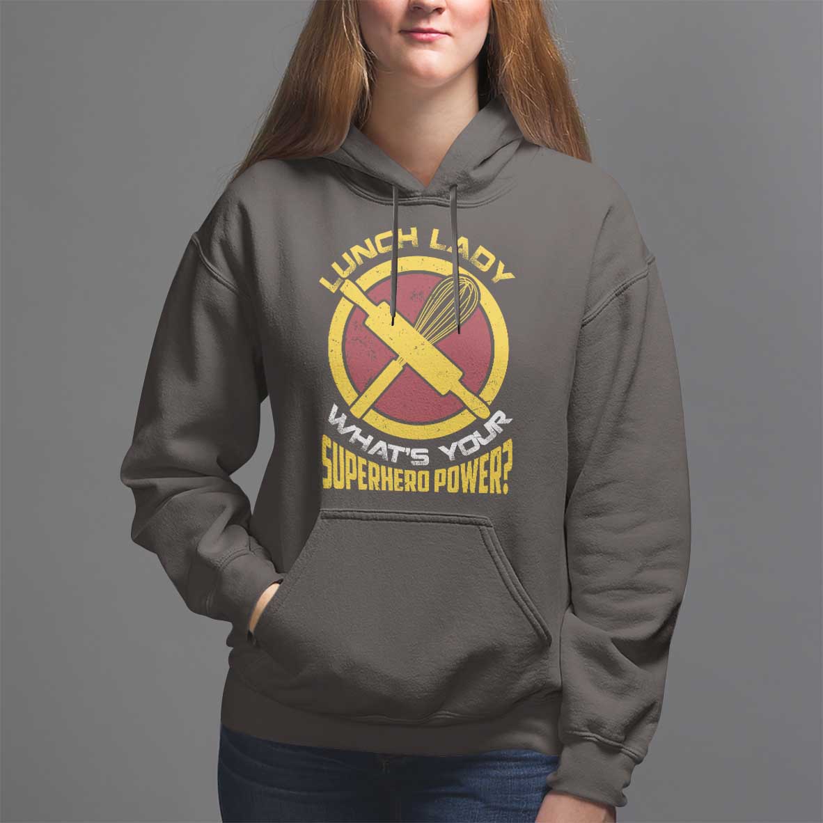 Funny Lunch Lady What's Your Superhero Power Hoodie - Wonder Print Shop