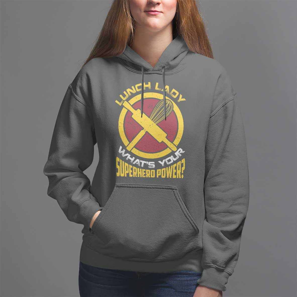 Funny Lunch Lady What's Your Superhero Power Hoodie - Wonder Print Shop