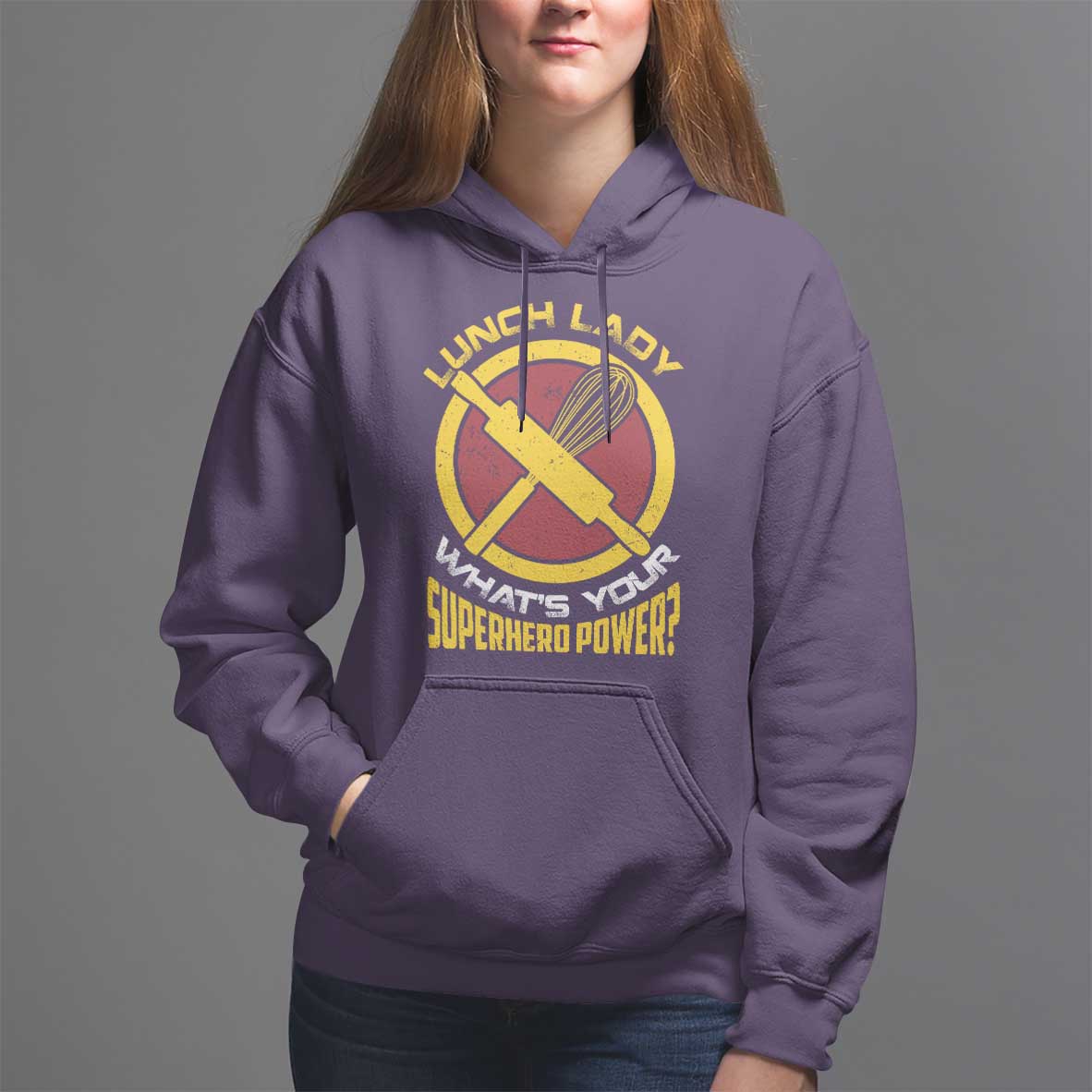 Funny Lunch Lady What's Your Superhero Power Hoodie - Wonder Print Shop