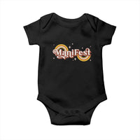 Manifest Baby Onesie Retro Groovy Rainbow Law Of Attraction