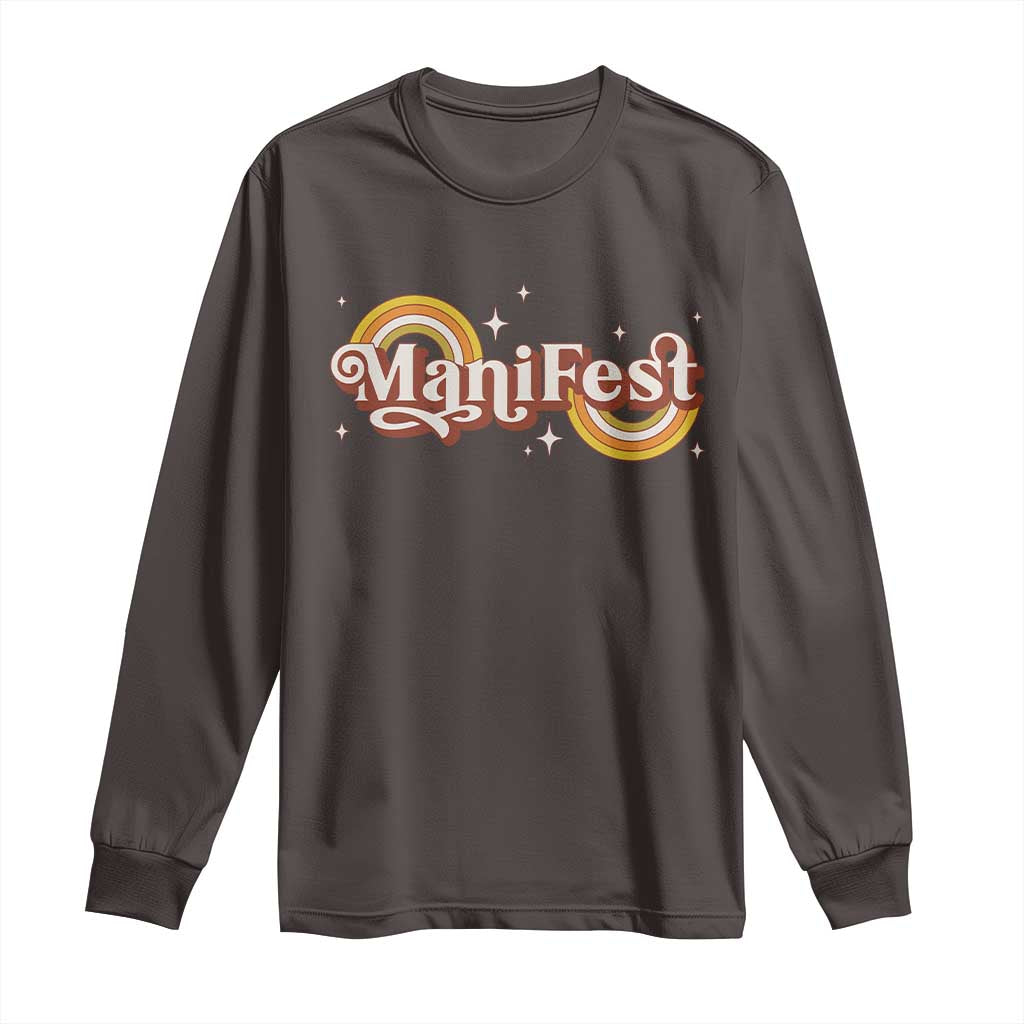 Manifest Long Sleeve Shirt Retro Groovy Rainbow Law Of Attraction