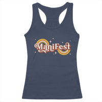 Manifest Racerback Tank Top Retro Groovy Rainbow Law Of Attraction