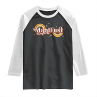 Manifest Raglan Shirt Retro Groovy Rainbow Law Of Attraction