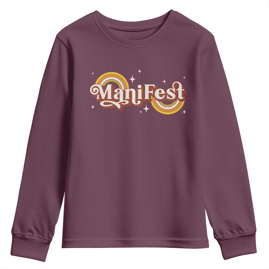 Manifest Youth Sweatshirt Retro Groovy Rainbow Law Of Attraction