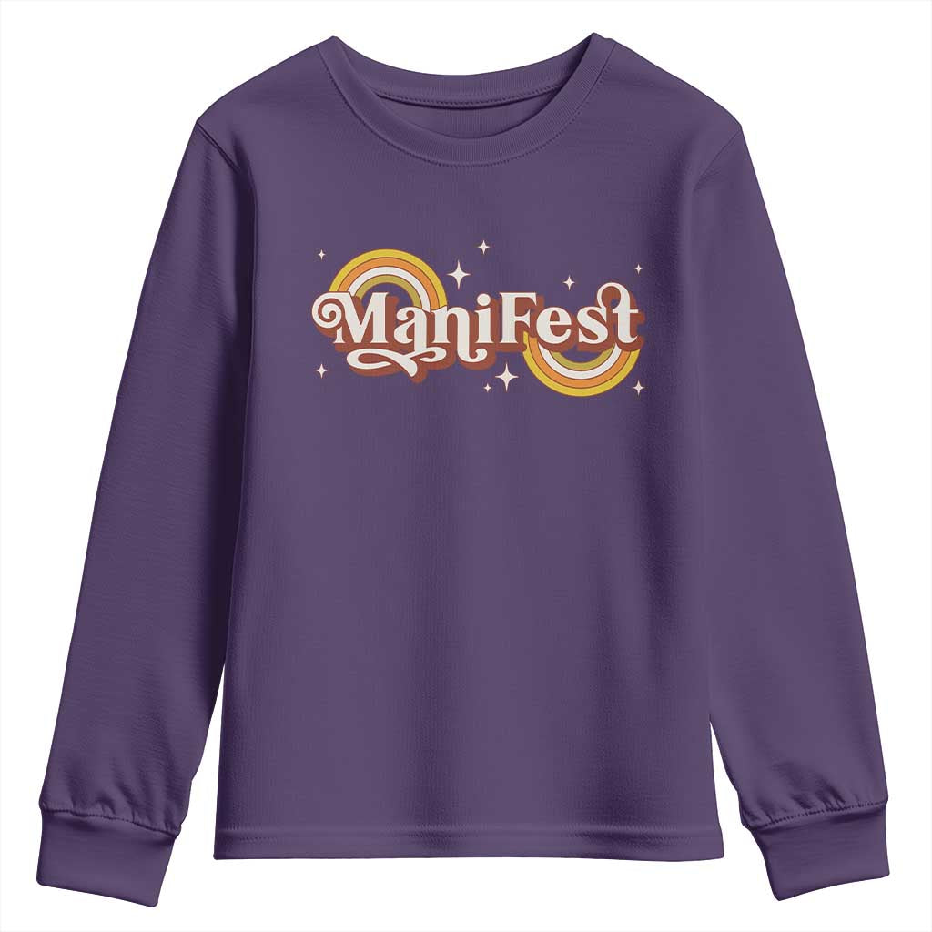 Manifest Youth Sweatshirt Retro Groovy Rainbow Law Of Attraction