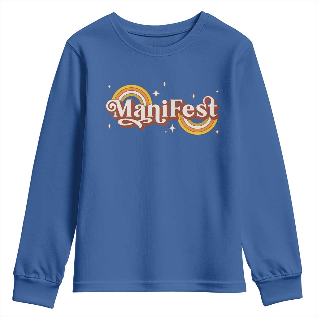 Manifest Youth Sweatshirt Retro Groovy Rainbow Law Of Attraction