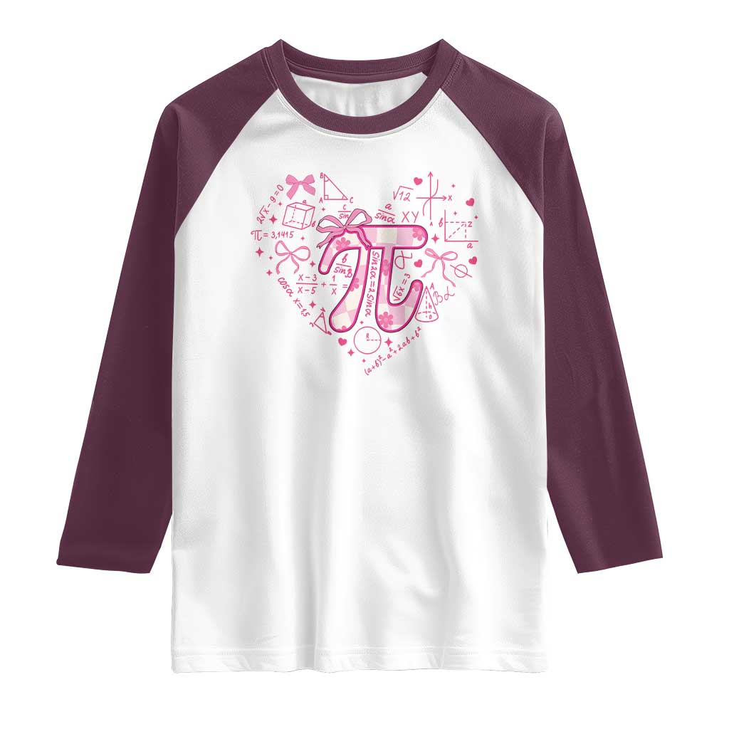 Coquette Pi Day Raglan Shirt Cute Girl Math