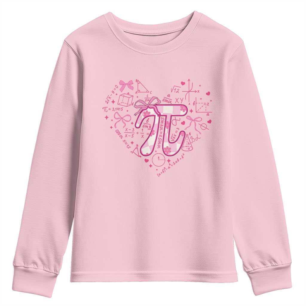 Coquette Pi Day Youth Sweatshirt Cute Girl Math