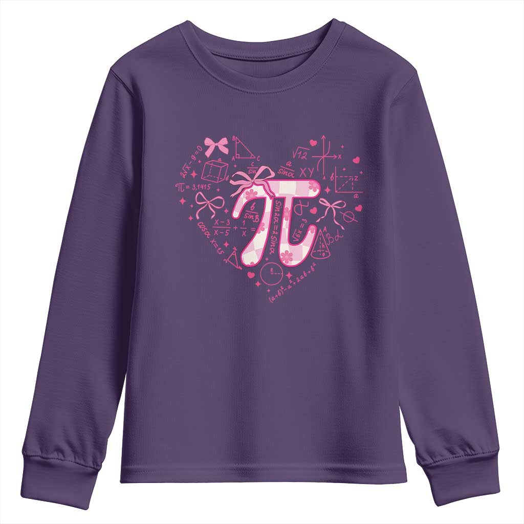 Coquette Pi Day Youth Sweatshirt Cute Girl Math