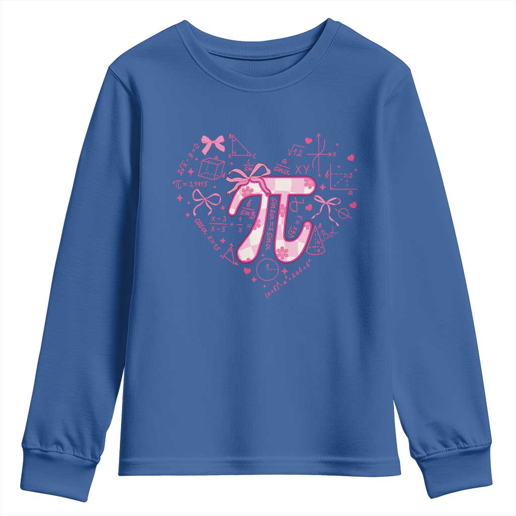 Coquette Pi Day Youth Sweatshirt Cute Girl Math