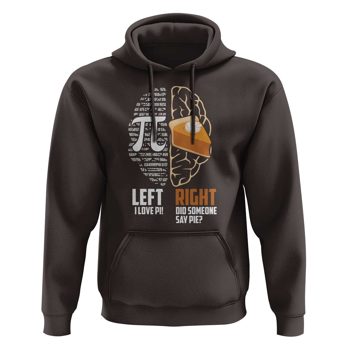 Funny Pi Day Hoodie Left Vs Right Brain 3,14 Pie Math Lover