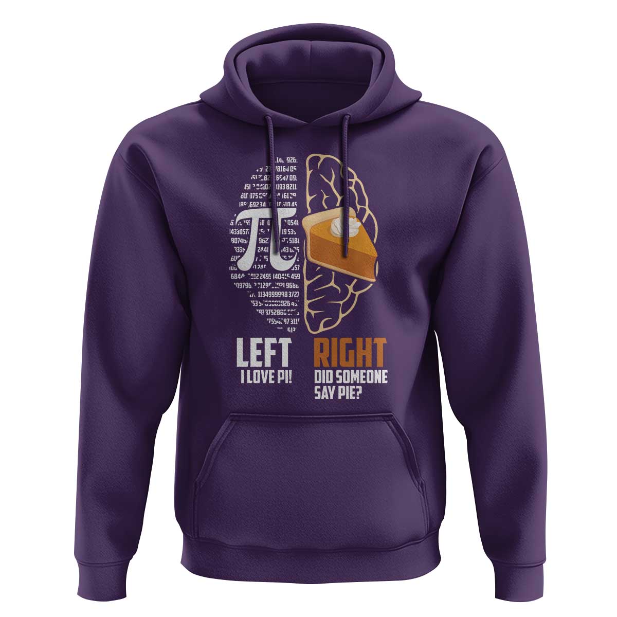 Funny Pi Day Hoodie Left Vs Right Brain 3,14 Pie Math Lover